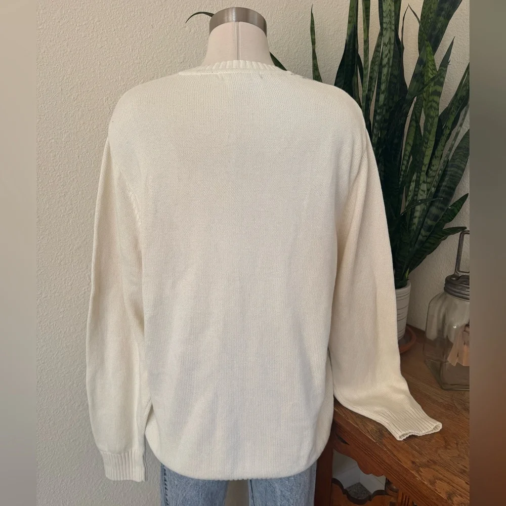 Vintage Geoffrey Beene Cotton Crewneck Sweater‎ Cream Gray XL